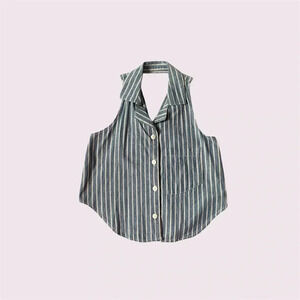 Vintages cherokee striped sleeveless button down shirt